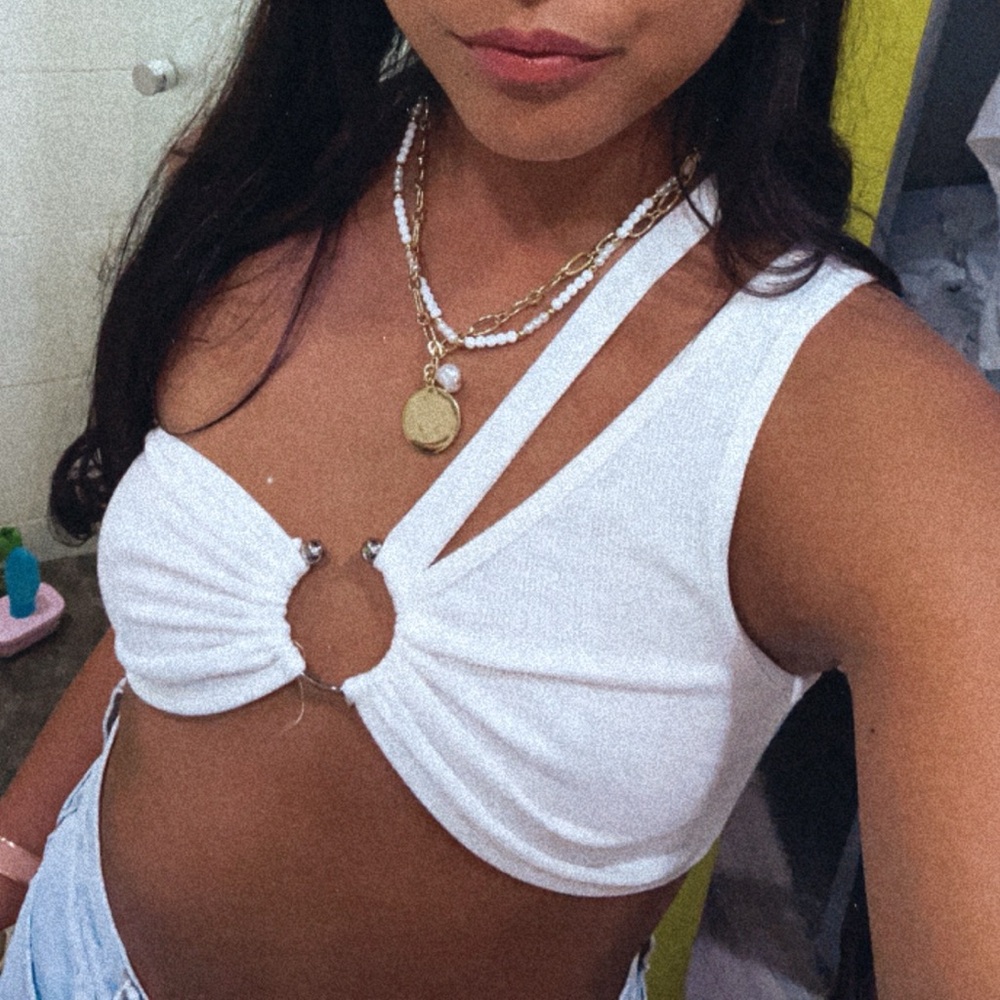 White Cut-Out Crop Top
